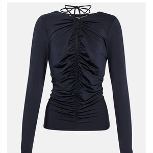 Veronica Beard Navy Keyhole Jersey Top Size 4 Navy Blue